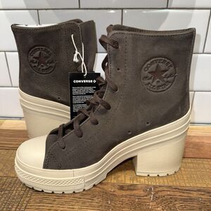 Converse Chuck 70 De Luxe Heel Hi Women's 6 Platform Boots Brown Suede A11542C